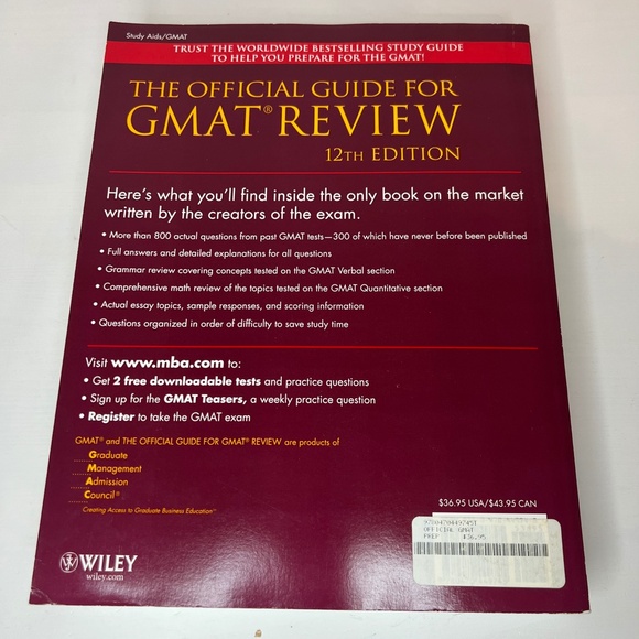 The Official Guide for GMAT Review, 12th Edition -‎ Paperback - GOOD - Picture 4 of 8